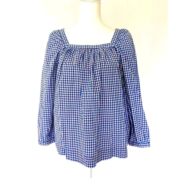 J. Crew Blue Gingham Blouse - Picture 4 of 11